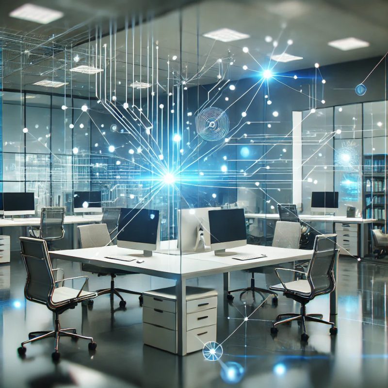 Modernes Büro mit digitaler Infrastruktur, symbolisiert nahtlose IT-Dienstleistungen und modernes IT-Systemhaus in Fulda